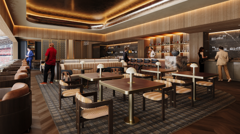 Inside one of the luxury seating areas at McDonald's Park.