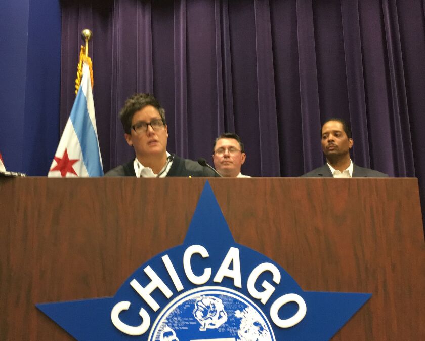At a press conference at Chicago Police headquarters Monday, Chief of Detectives Melissa Staples said the slaying of Cook County Judge Raymond Myles may have begun as a robbery attempt. | Andy Grimm/Sun-Times