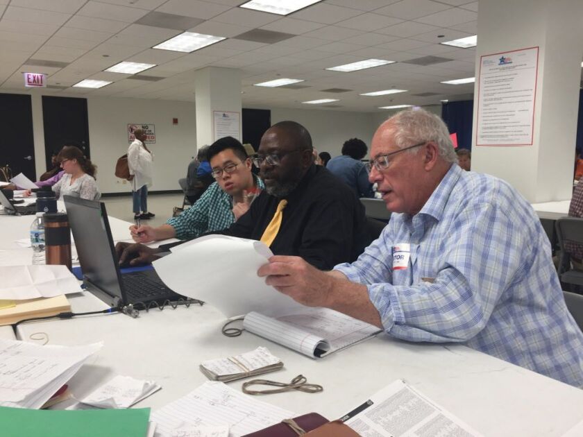 Former Gov. Pat Quinn (right) defends the validity of signatures on his petitions seeking a binding referendum to set term limits on Chicago mayors. | Mark Brown / Sun-Times