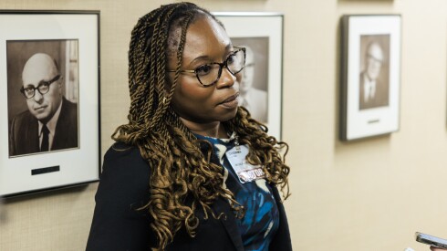 Dr. Chidinma Osineme speaks to reporters on Wednesday, April 1, 2026 about conditions at West Suburban Medical Center on Wednesday.