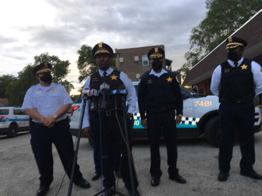 CPD Chief of Operations Fred Waller talks tor reporters Friday about a police-involved shooting in Englewood.