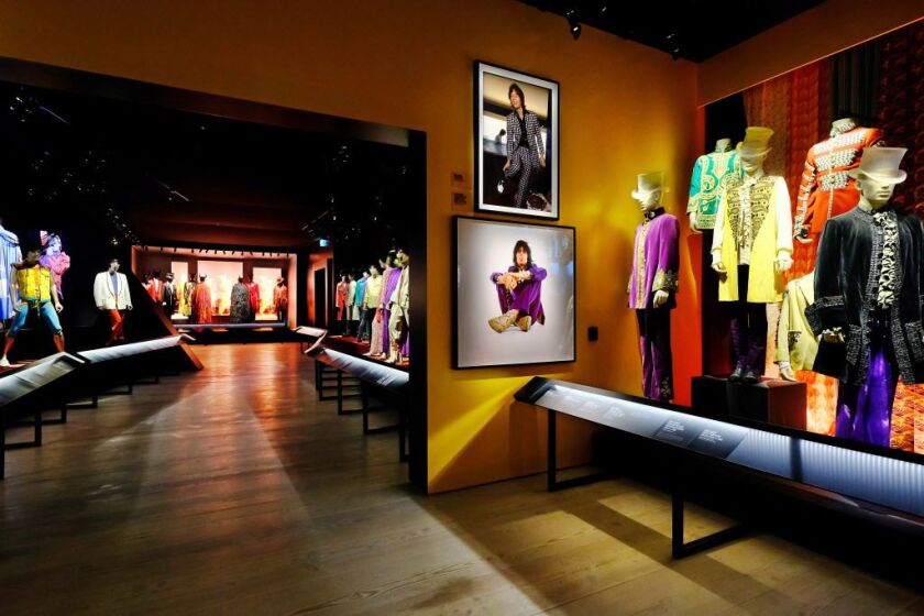 The Style Gallery at Exhibitionism includes 70 original outfits worn by the Rolling Stones, which showcase the stylistic progression and impact the band has had on the fashion world to date. | Courtesy iEC Exhibitions
