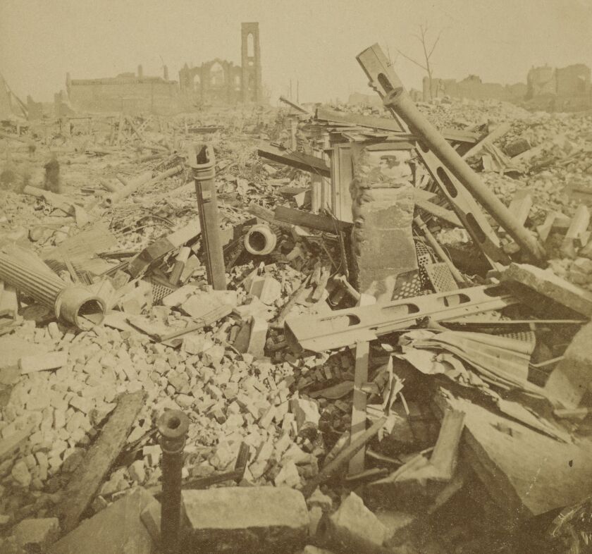 The ruins of Field, Leiter & Co.’s store, at State and Washington streets.