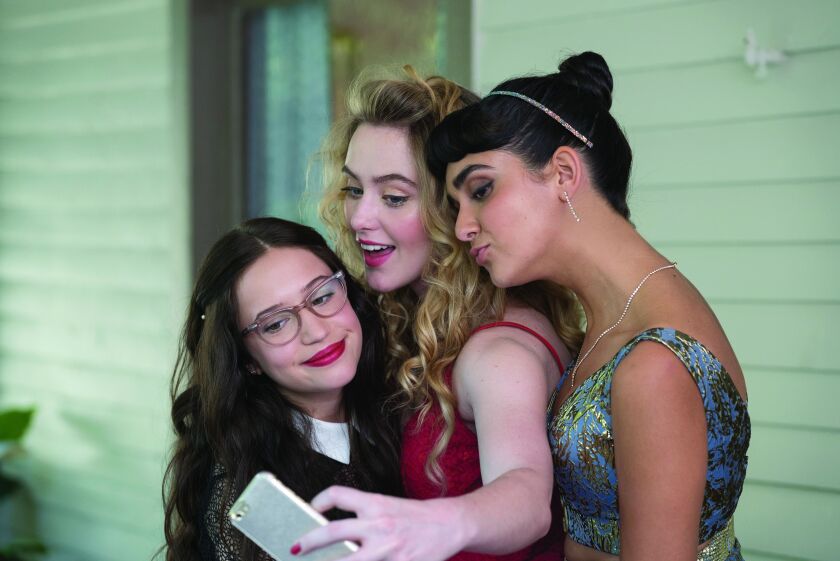 Gideon Adlon from left), Kathryn Newton and Geraldine Viswanathan play teenagers in “Blockers.” | . UNIVERSAL PICTURES