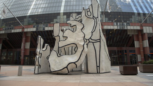 Monument with Standing Beast by artist Jean Dubuffet in front of the James R. Thompson Center in 2022.