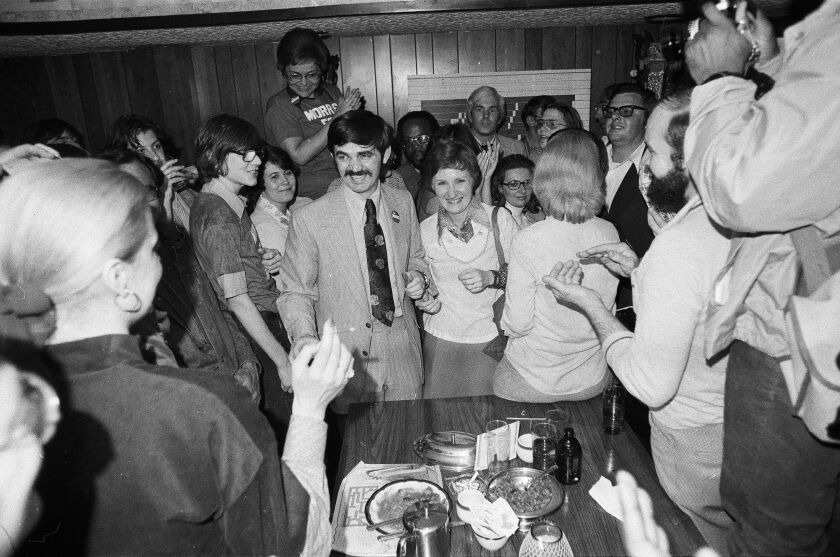 Former state Sen. Bill Morris in 1977 on the night he was elected mayor of Waukegan.