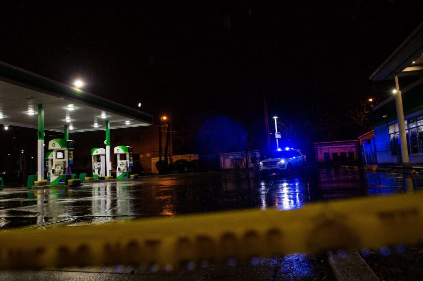 Chicago police investigate the scene were a person was shot Friday night, in first block of North Western, in the West Town neighborhood. | Tyler LaRiviere/Sun-Times