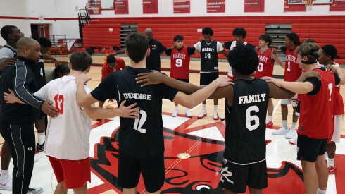 Marist getting ready to start the first basketball practice of the season.