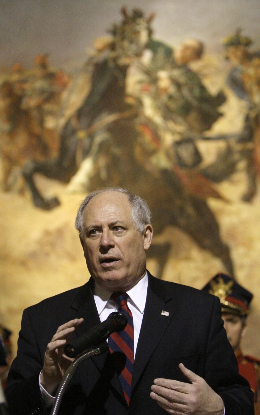 Gov. Pat Quinn speaks during a Pulaski Day Celebration Monday, March 2, 2009, at the Polish Museum of America in Chicago.