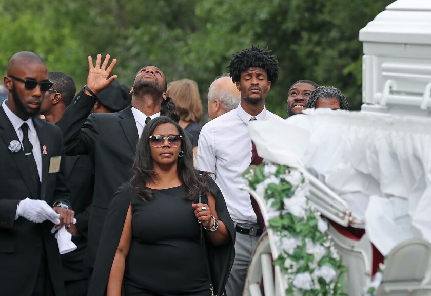 Philando Castile’s funeral procession is shown last July as it made its way to the Cathedral of Saint Paul in St. Paul, Minnesota. | Elizabeth Flores/Star Tribune via AP