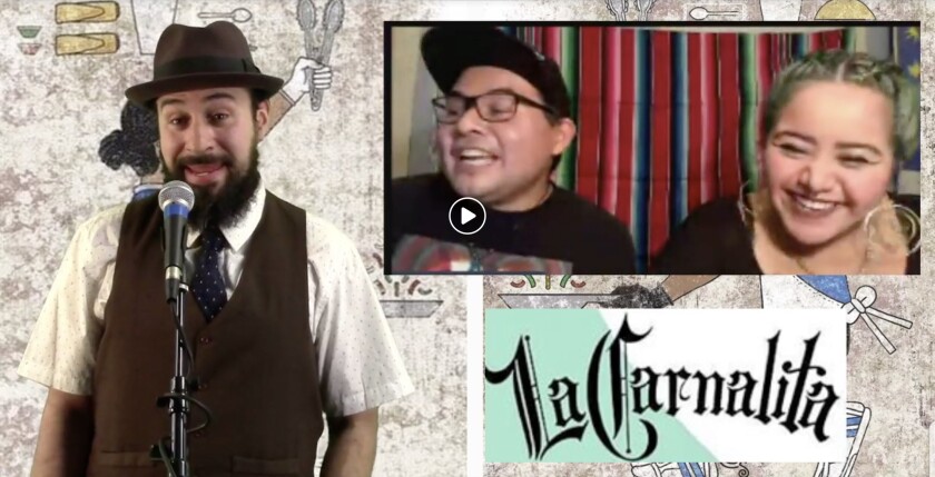Artists and activist Logan LU (left), Victor Arroyo and Brenda Hernandez announced winners of La Carnilta’s raffle on a Facebook live stream last week. The raffle raised $18,000 for undocumented immigrants and their families in Chicago.
