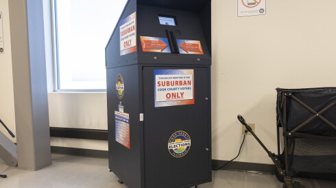 Views of the new drop off ballot boxes housed at the Cook County Elections Processing Center on August 21, 2026.
