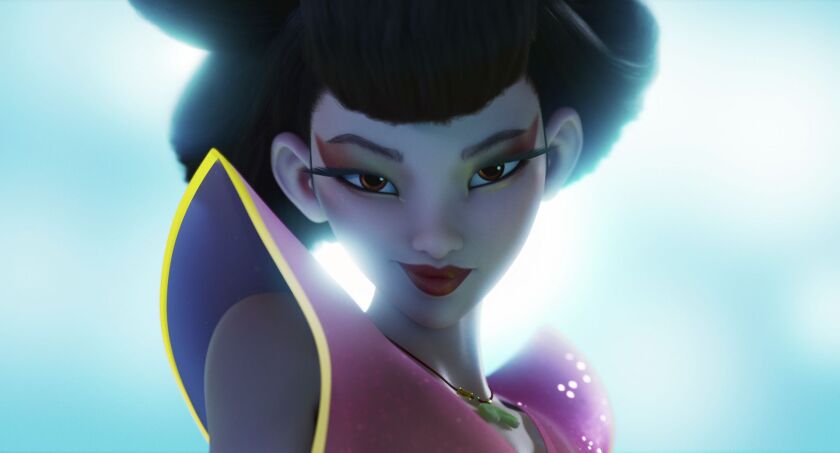 Chang’e is a mythical Moon Goddess (voiced by Phillipa Soo) in “Over the Moon.”