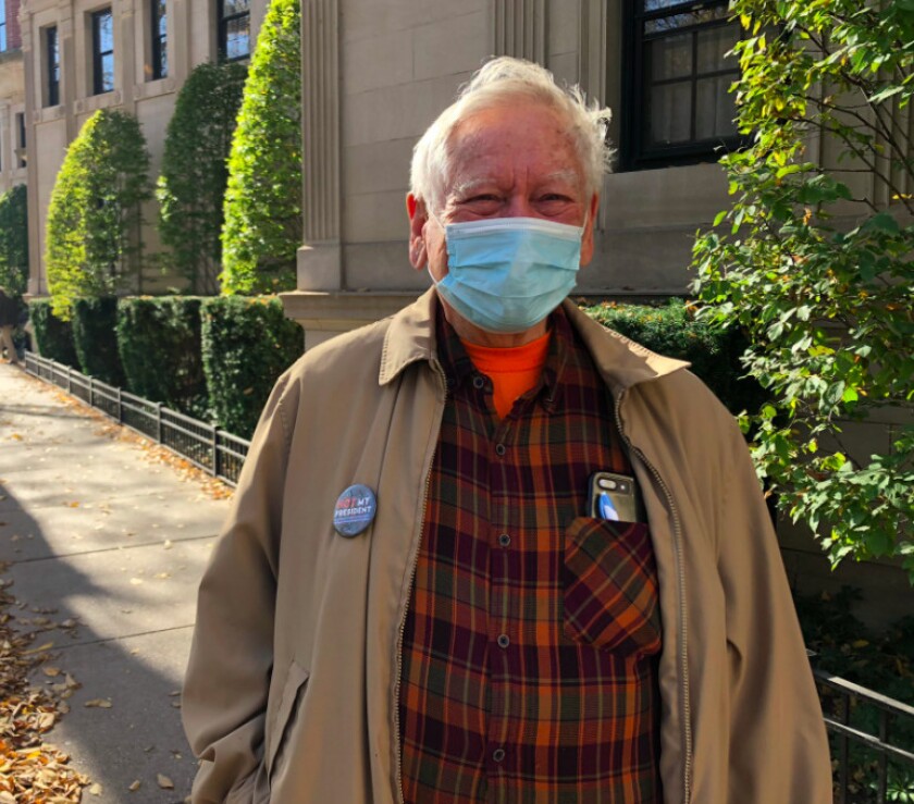 Marc Whitehead, a Joe Biden supporter, pictured Saturday in Lincoln Park.