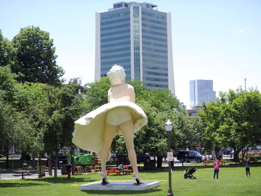 A church across the street gets a full view of Marilyn Monroe’s behind. | Matthew Brown/Hearst Connecticut Media via AP