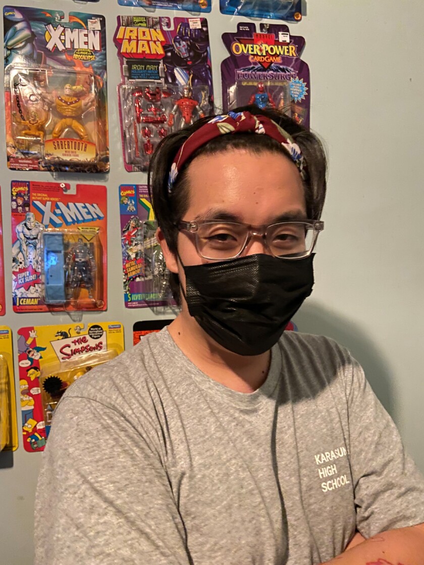 Avondale artist Jeff Pak, a graduate of the School of the Art Institute of Chicago, took inspiration from a Japanese manga called “Chainsaw Man” to draw his “fox demon.”