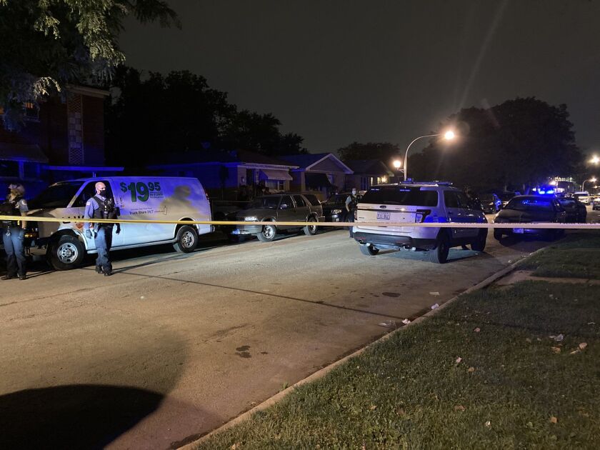 Chicago police investigate after a man was found shot to death Sept. 12, 2020, in the 6200 block of South Seeley Avenue.
