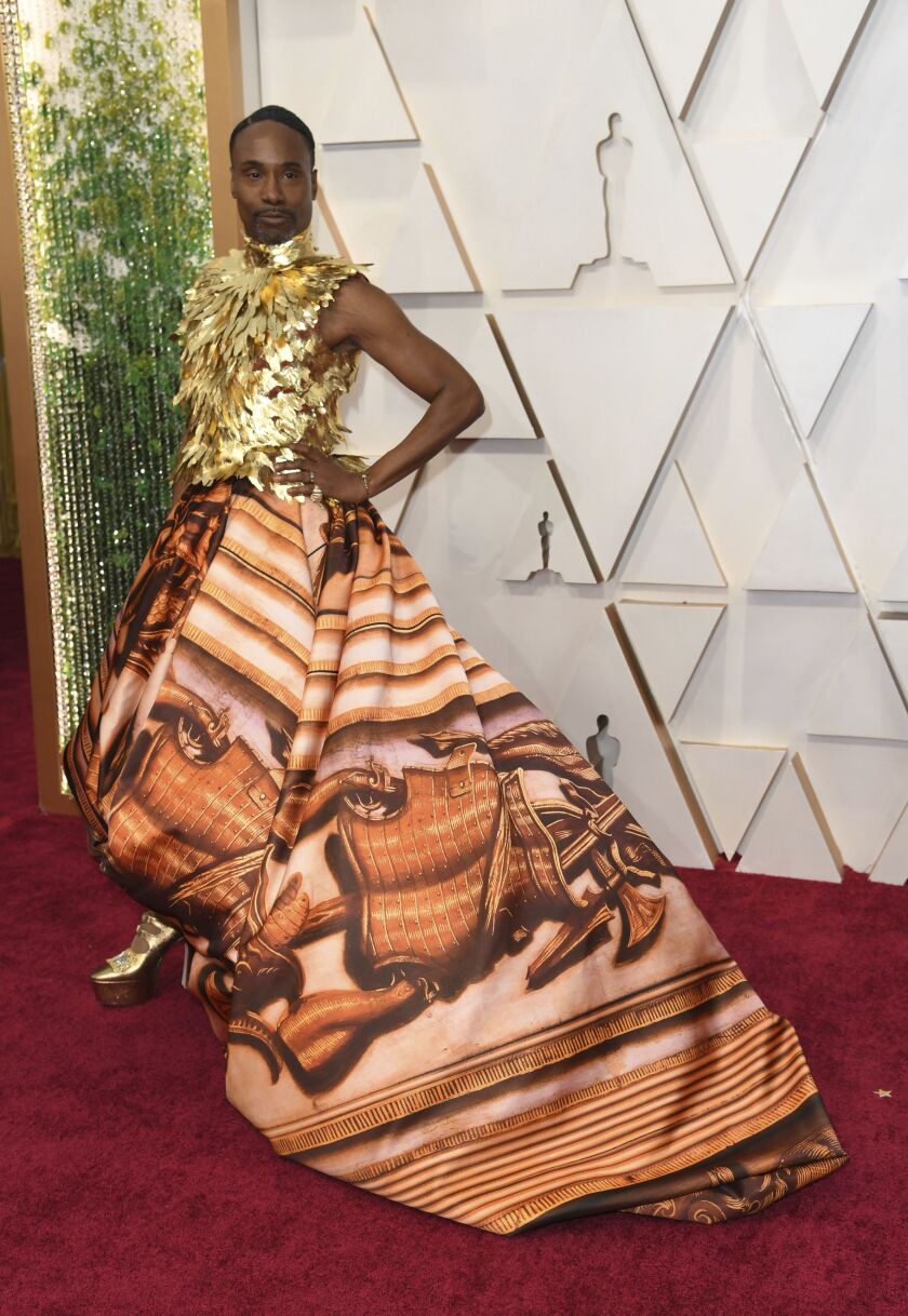 Billy Porter arrives at the Oscars on Sunday night, wearing Giles Deacon Couture.