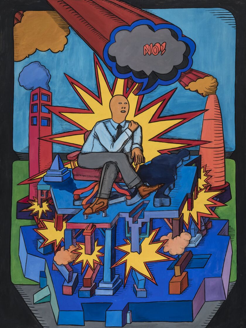 Art Green’s “Consider the Options, Examine the Facts, Apply the Logic” (originally titled “The Undeniable Logician”) from 1965 will be part of “Hairy Who? 1966-1969” at the Art Institute of Chicago. | Smart Museum of Art, University of Chicago, Anonymous