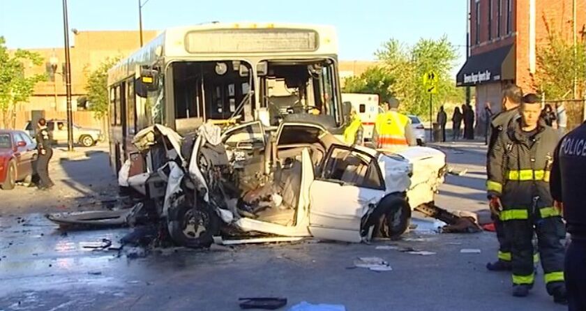 Four people were killed in crash between a CTA bus and a car Sunday morning in East Garfield Park. | Network Video Productions