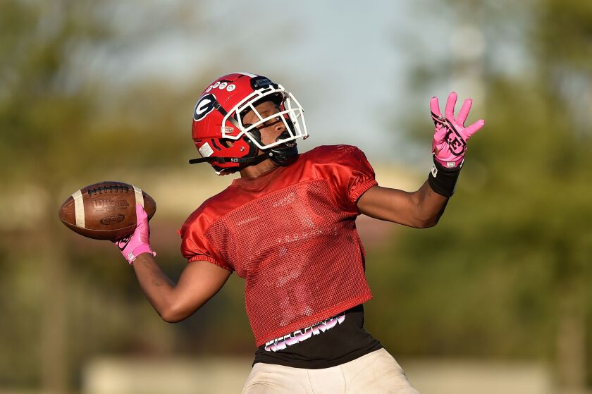 Goode’s Marquis Brown passes the ball during practice.