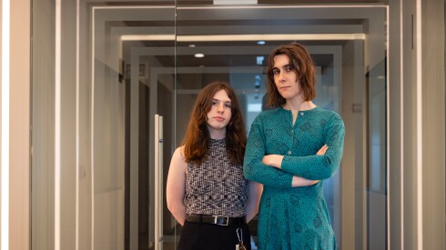 Sun-Times reporter Violet Miller, left, and Sun-Times and WBEZ Innovation Editor Ellery Jones