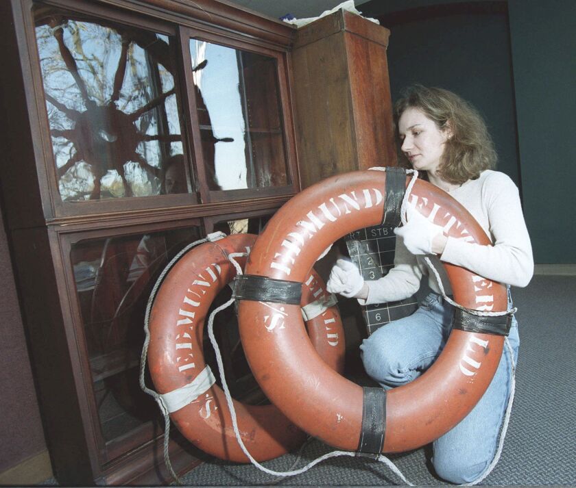 Life rings from the Edmund Fitzgerald at the Inland Seas Maritime Museum in Vermilion, Ohio in 2000.
