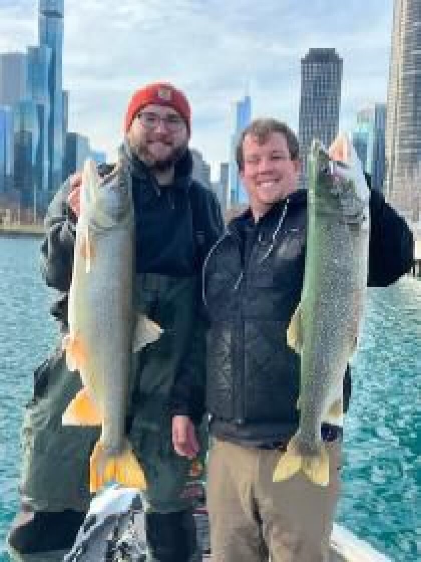 Lake trout are among the bounty being caught off downtown Chicago in this mild December. Provided by Jim O’Neil