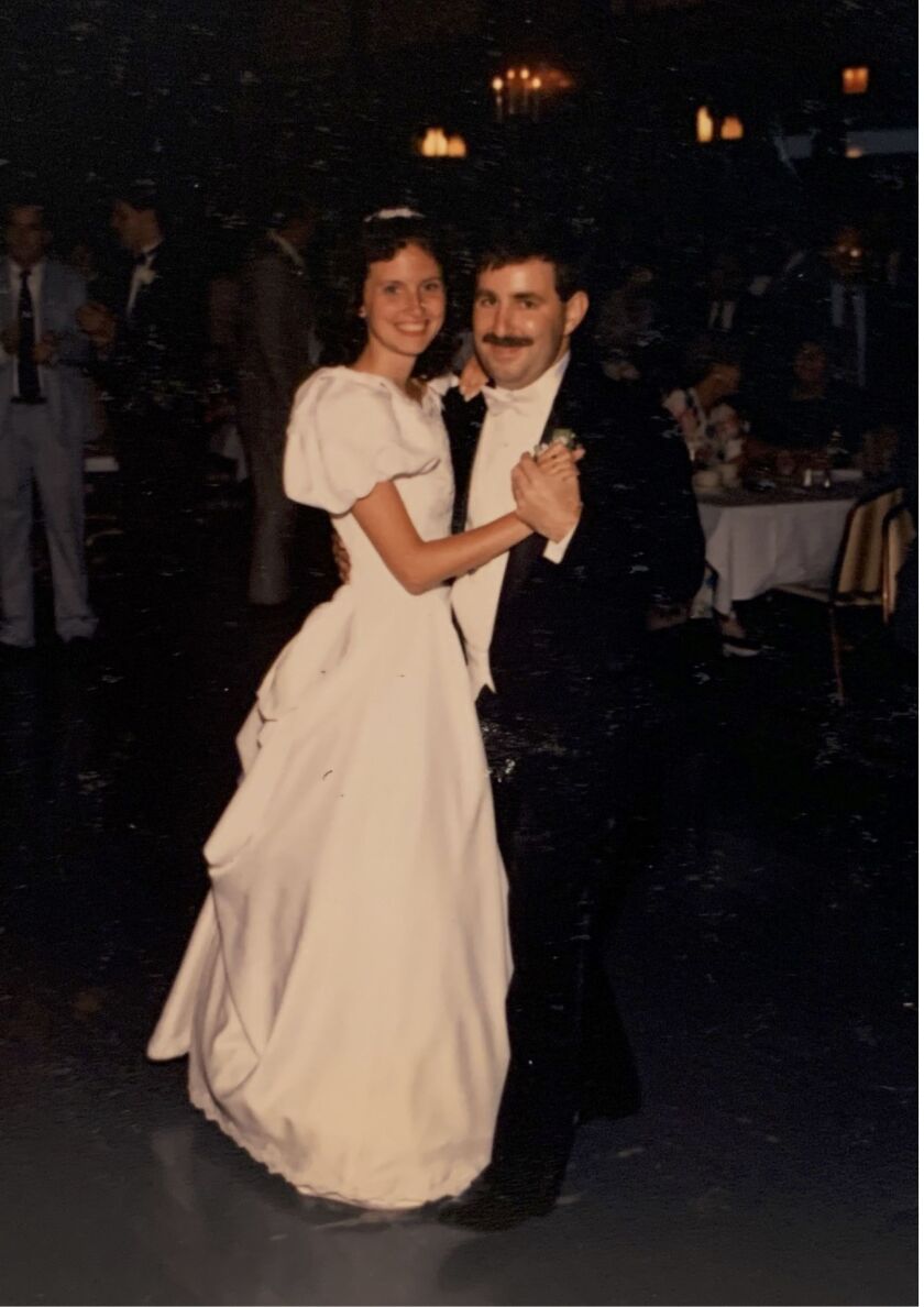 Meg and John Rooney at their 1989 wedding.
