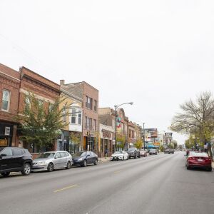A view down North Milwaukee Avenue, one of the main streets that runs through Avondale. | Tyler LaRiviere/Sun-Times