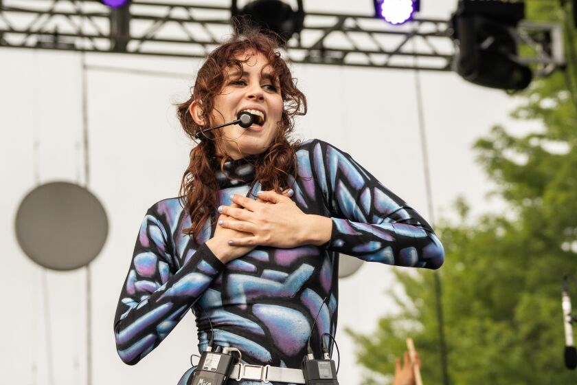 Magdalena Bay performs on the second day of Pitchfork Music Festival at Union Park