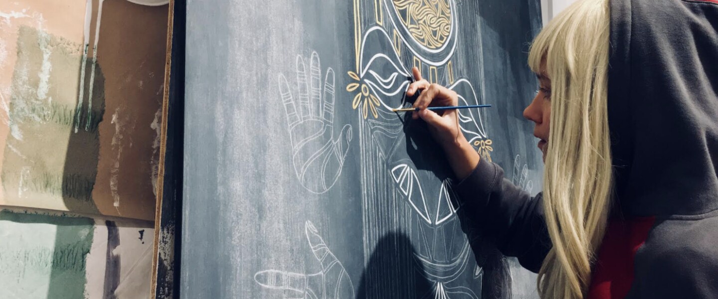 Chicago artist ZorZorZor, 30, uses lines and shapes in her work to create abstract characters and faces.
