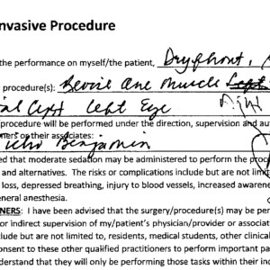 A lawsuit accuses Dr. Benjamin Ticho of altering a consent form for a surgery on Sutton Dryfhout’s left eye after he accidentally performed the surgery on her right eye. | Provided photo, courtesy Leopold and Associates