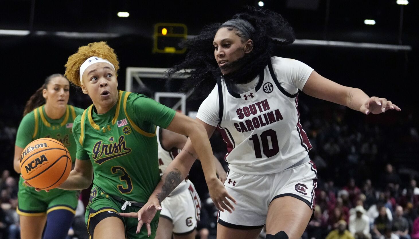 NextImg:No. 6 South Carolina beats No. 10 Notre Dame 100-71 in Paris