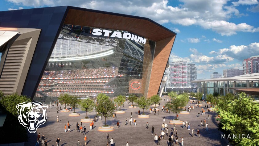 This rendering, part of the Chicago Bears' presentation at Wednesday's news conference.