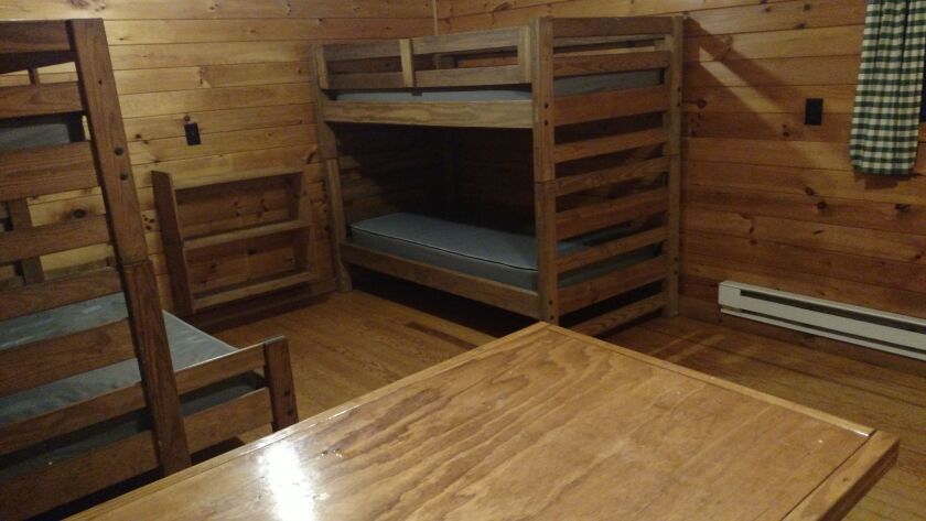 Spartan interior of a cabin at R. B. Winter State Park.<br>Credit: Dale Bowman