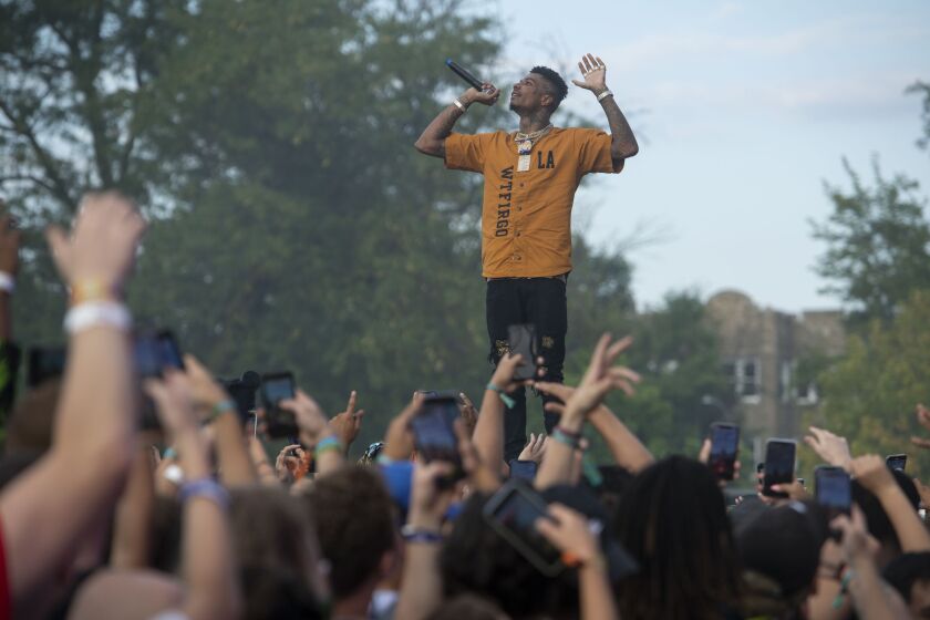 Blueface performs on day two of the Summer Smash Festival.