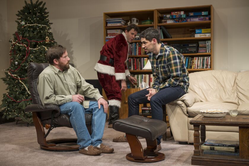 Brian Slater (from left), Madison Dirks and Ryan Hallahan in the Steppenwolf Theatre production of Young Jean Lee’s play “Straight White Men.” (Photo: Michael Brosilow)