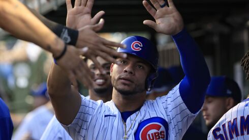 Cubs catcher Willson Contreras missed three games with hamstring tightness. File photo.
