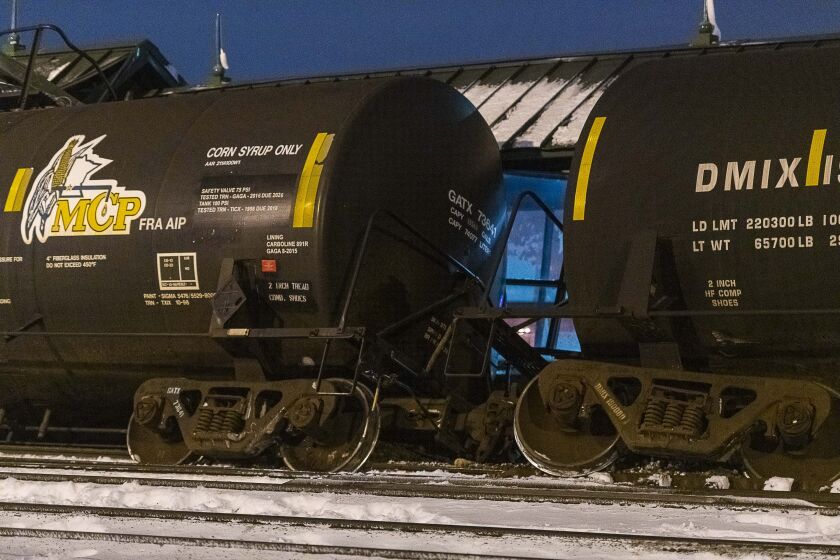 Inbound trains at the Cicero Metra station were canceled for Tuesday morning until the platform canopy was repaired, Metra said. A freight train damaged that platform when it derailed Monday afternoon. | Tyler LaRiviere/Sun-Times