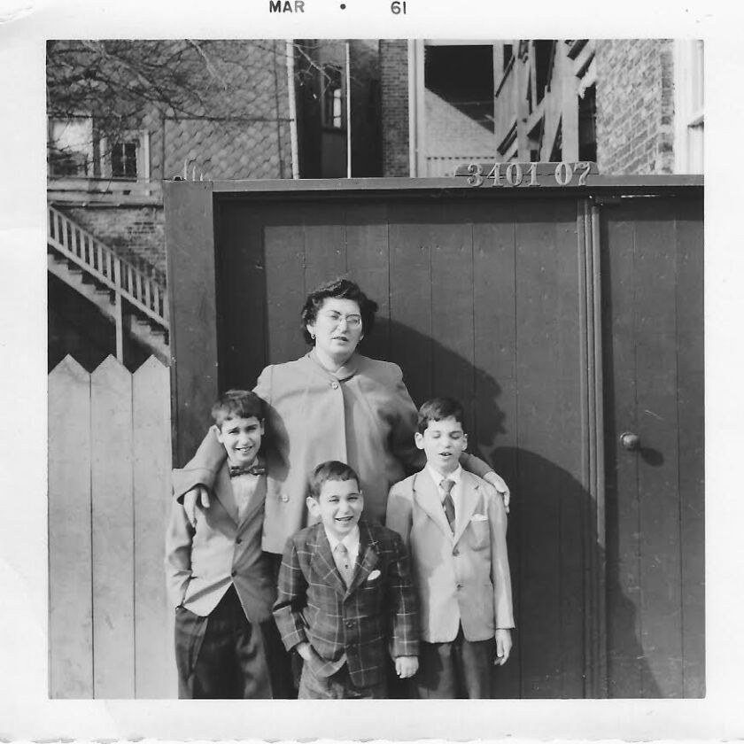Minnie Steinberg and her three sons in 1961. | Family photo