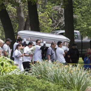 The funeral procession filled with friends and family of Marlen Ochoa-Lopez at Mount Auburn Funeral Home in Stickney.