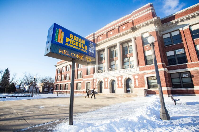 Piccolo Elementary Specialty School is among six in the city that had a washer and dryer installed as part of the “Care Counts” program, sponsored by Teach America and Whirlpool. | James Foster/For the Sun-Times
