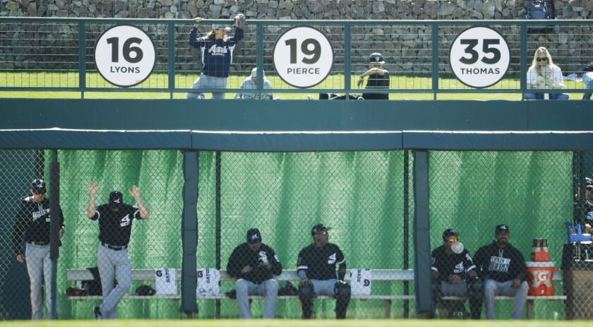 <em>The White Sox bullpen during the third inning.</em>