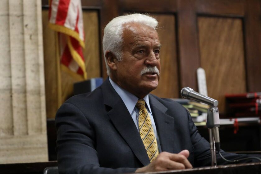 Pat Camden, former FOP spokesman, testifies in the hearing for Jason Van Dyke. Jason van Dyke was at the Leighton Criminal Courts Building in Chicago Friday Aug. 11, 2017 for a hearing on the shooting of Laquan McDonald. | Nancy Stone/Pool/Chicago Tribune
