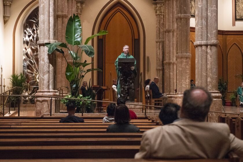 Cardinal Blase J. Cupich speaks at Holy Name Cathedral for a special mass in 2018.