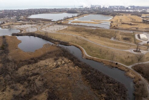 Wolf Lake Memorial Park, near the 2300 block of Calumet Avenue, is near a potential site for a Chicago Bears stadium in Hammond, Indiana.
