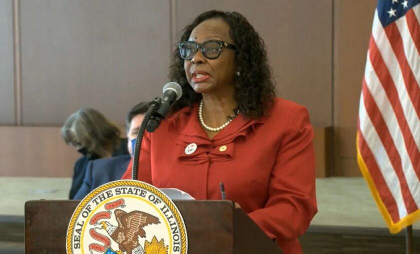 State Sen. Mattie Hunter, D-Chicago, speaks at Memorial Center for Learning and Innovation in Springfield on Tuesday.