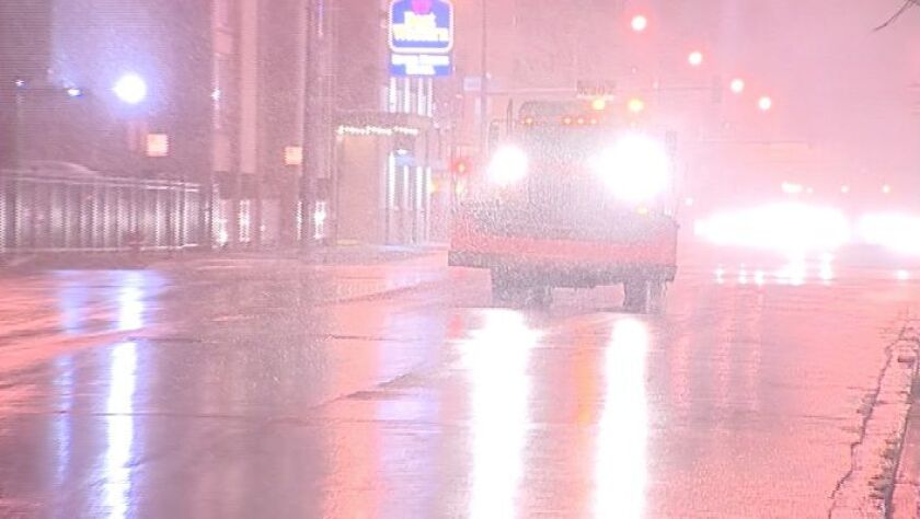 The snow began falling before 3 a.m. Monday in Chicago, according to the National Weather Service. | Network Video Productions