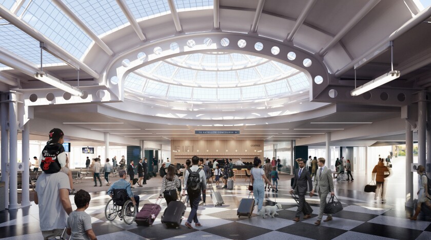 A rendering of the proposed connection from the proposed Satellite Concourse 1 from Concourse C in Terminal 1 at O'Hare.